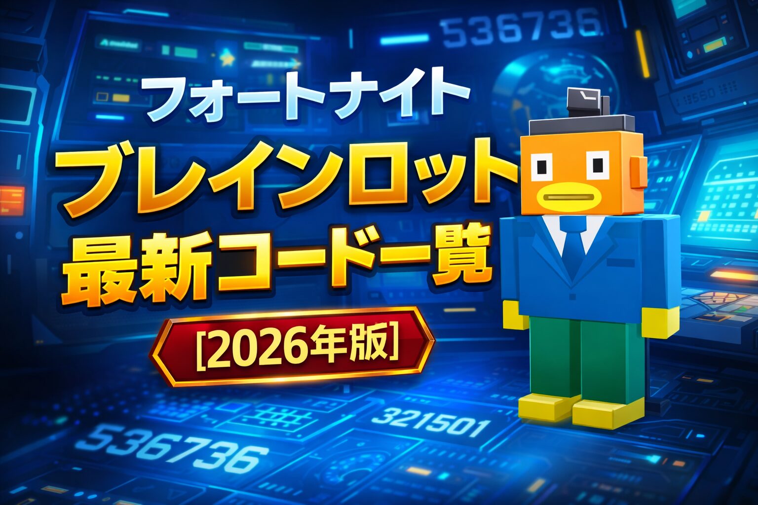 フォートナイトのUEFNマップ「ブレインロットを盗め」の最新コード一覧を紹介する2026年版のサムネイル画像。